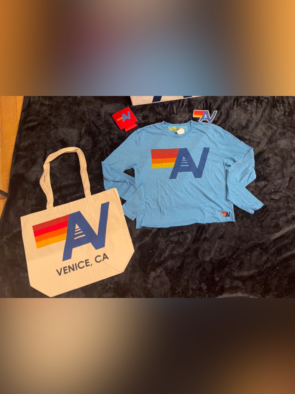 NWT Unisex Aviator Nation Logo long sleeve Shirt Medium + Tote Bag